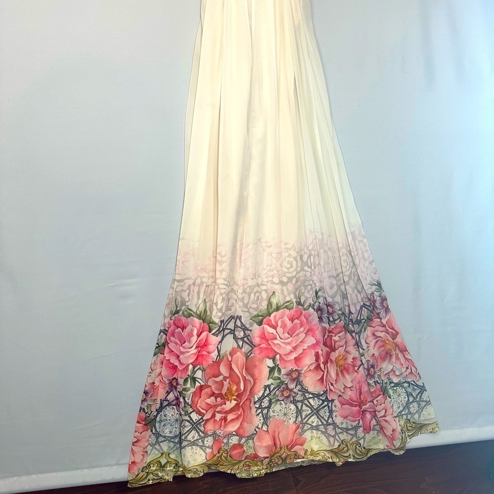 Boston Proper Women Size 0 Elegant Floral Halter Maxi Dress High Neck Rhinestone - Picture 6 of 16